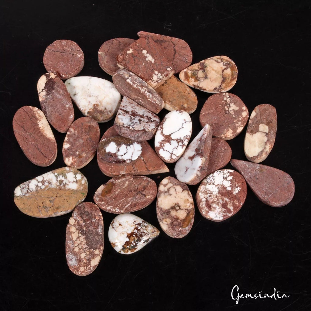 420 Ct/27 Pcs Natural Untreated White Buffalo Turquoise Mix Cab Gems For Jewelry