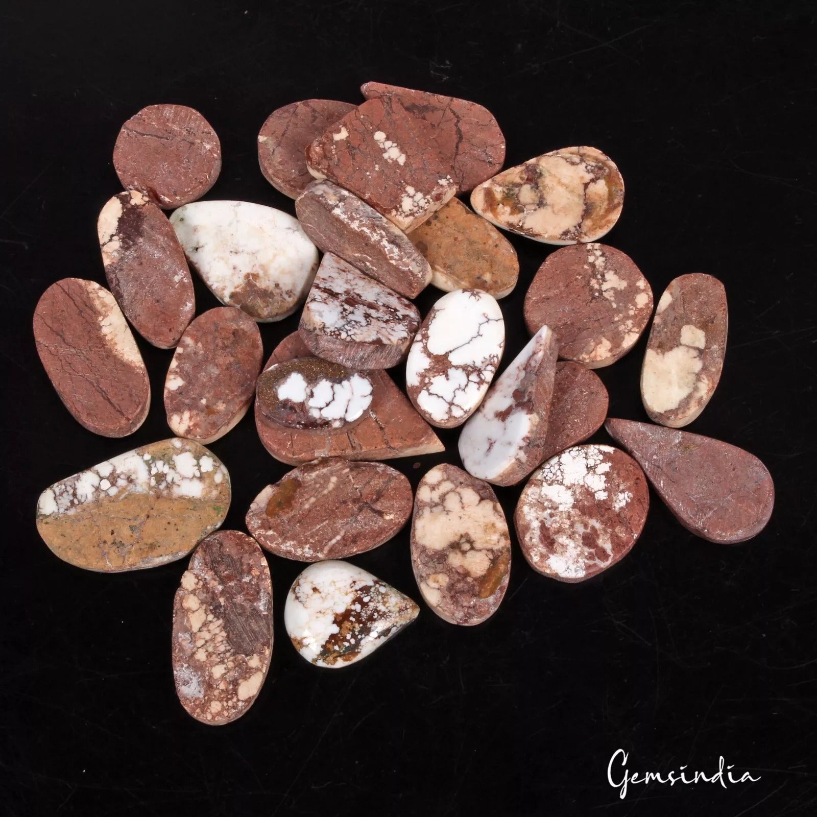 420 Ct/27 Pcs Natural Untreated White Buffalo Turquoise Mix Cab Gems For Jewelry