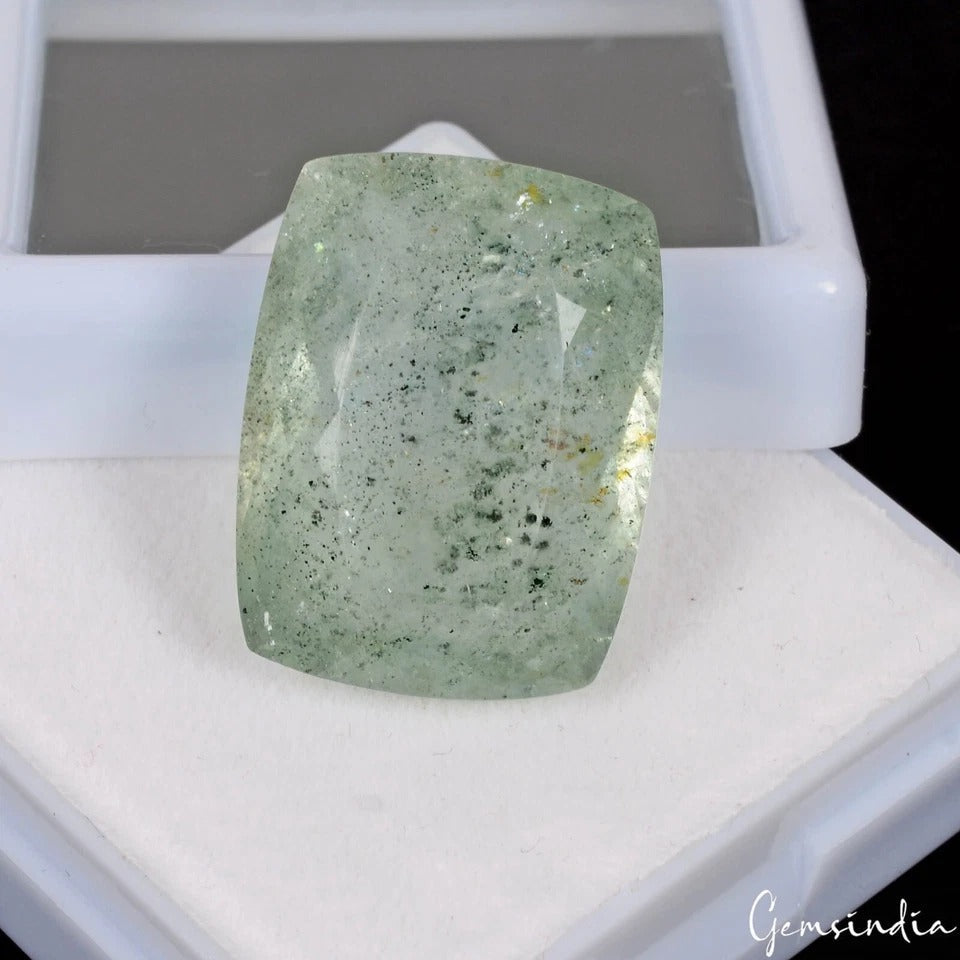 31.30 Ct Natural Untreated Green Aquamarine Cushion Cut Loose Brazilian Gemstone