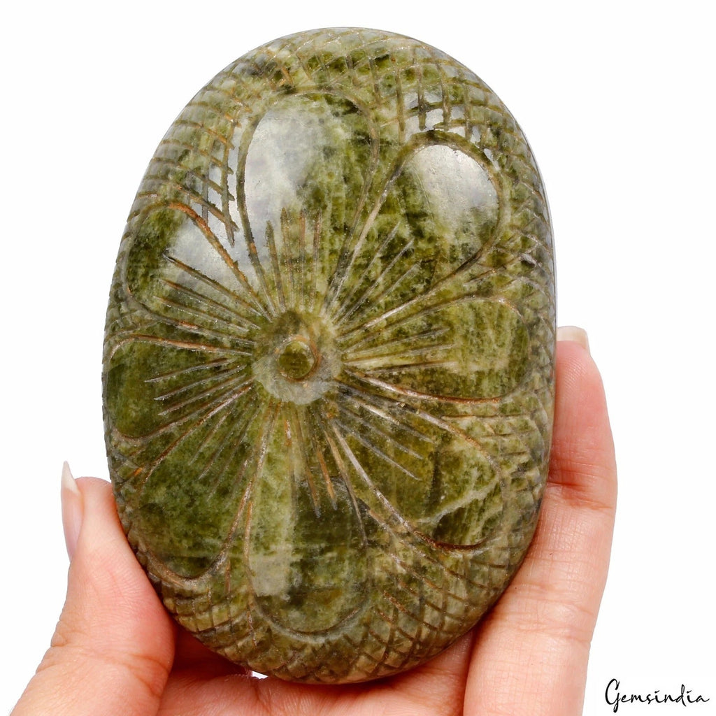 1200Ct Natural Green Vessonite Oval Shape Loose Hand Carved Earth mined Gemstone