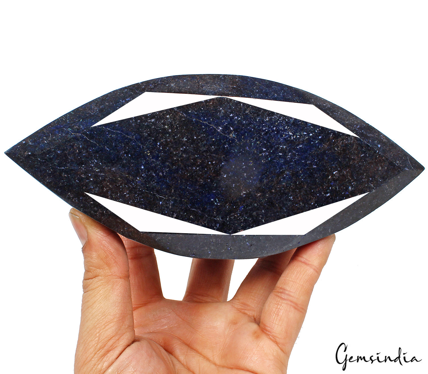 Large 1.6 kilo Natural Blue Sapphire Huge Marquise Cut 7.5" Display Specimen