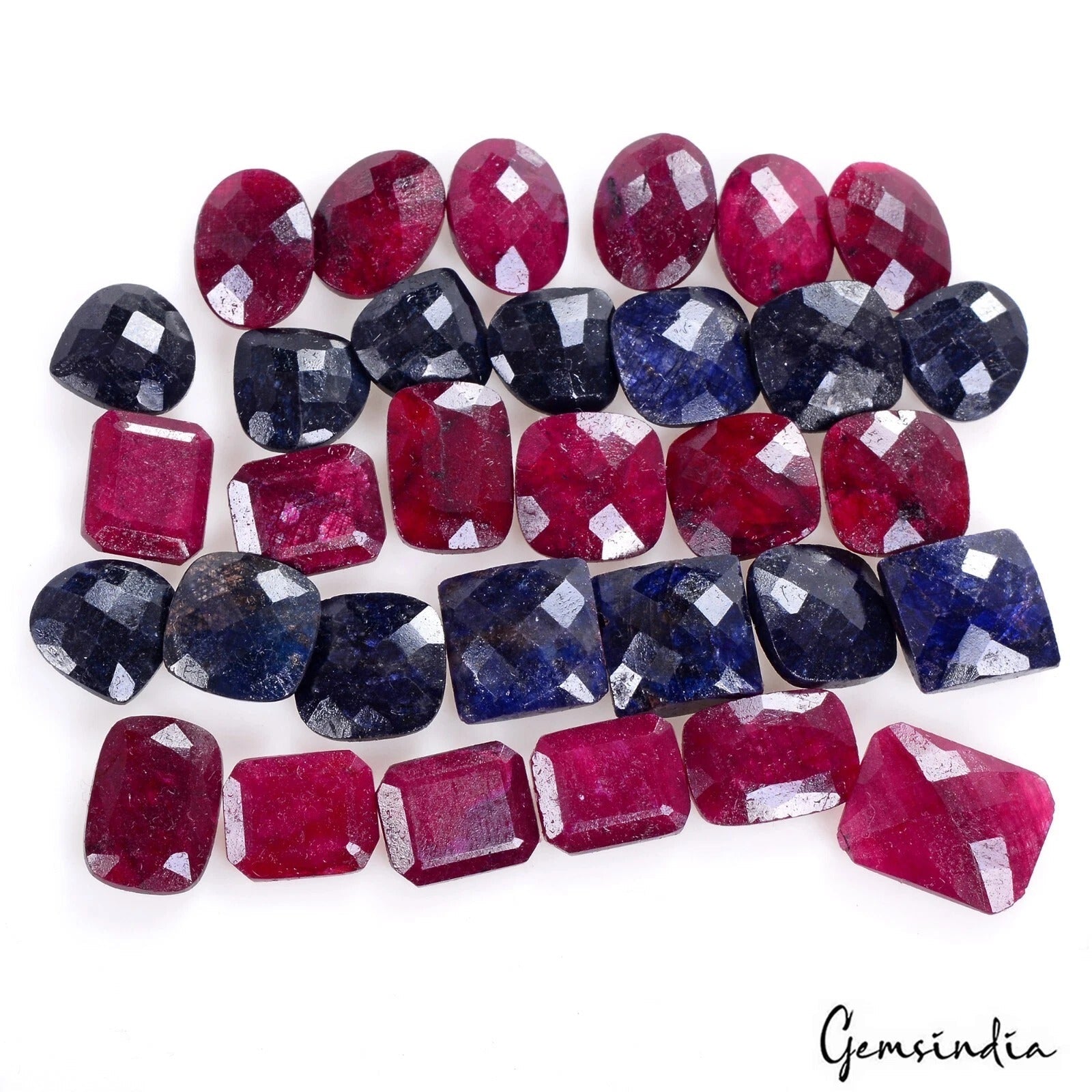 32 Pcs Natural Ruby Sapphire Mix shape/ Cut Loose 11-15mm Jewelry Gemstones Lot
