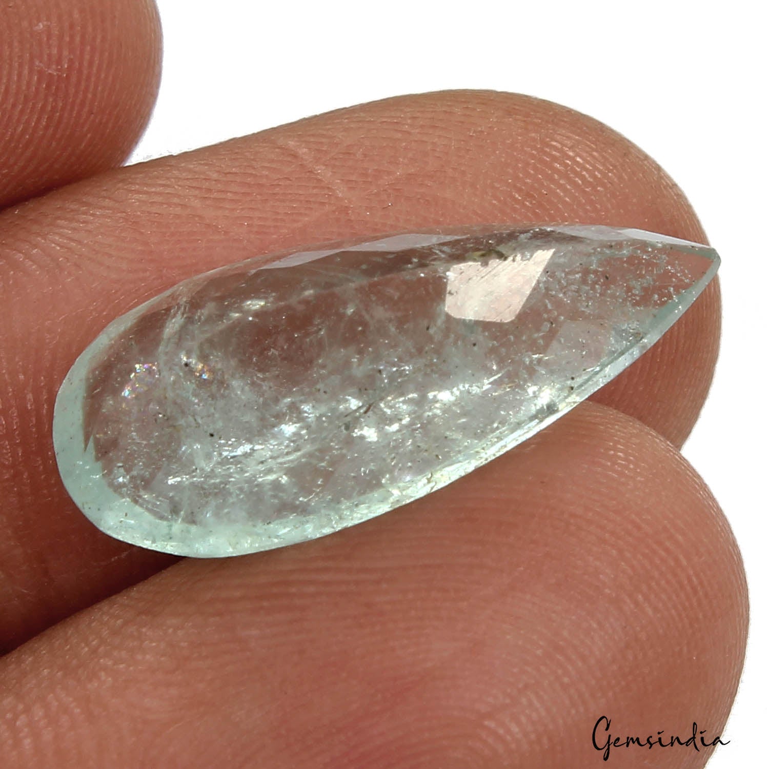 8.50 Ct Natural Untreated Aqua Green Aquamarine Pear Cut Faceted Loose Gemstone