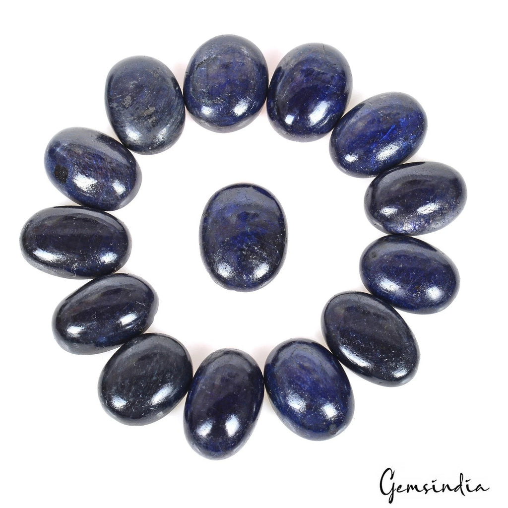 Blue Sapphire Lot, Cabochon, Color Enhanced — 14 Pieces, 16mm to 19mm, 237.30 Ct, Madagascar