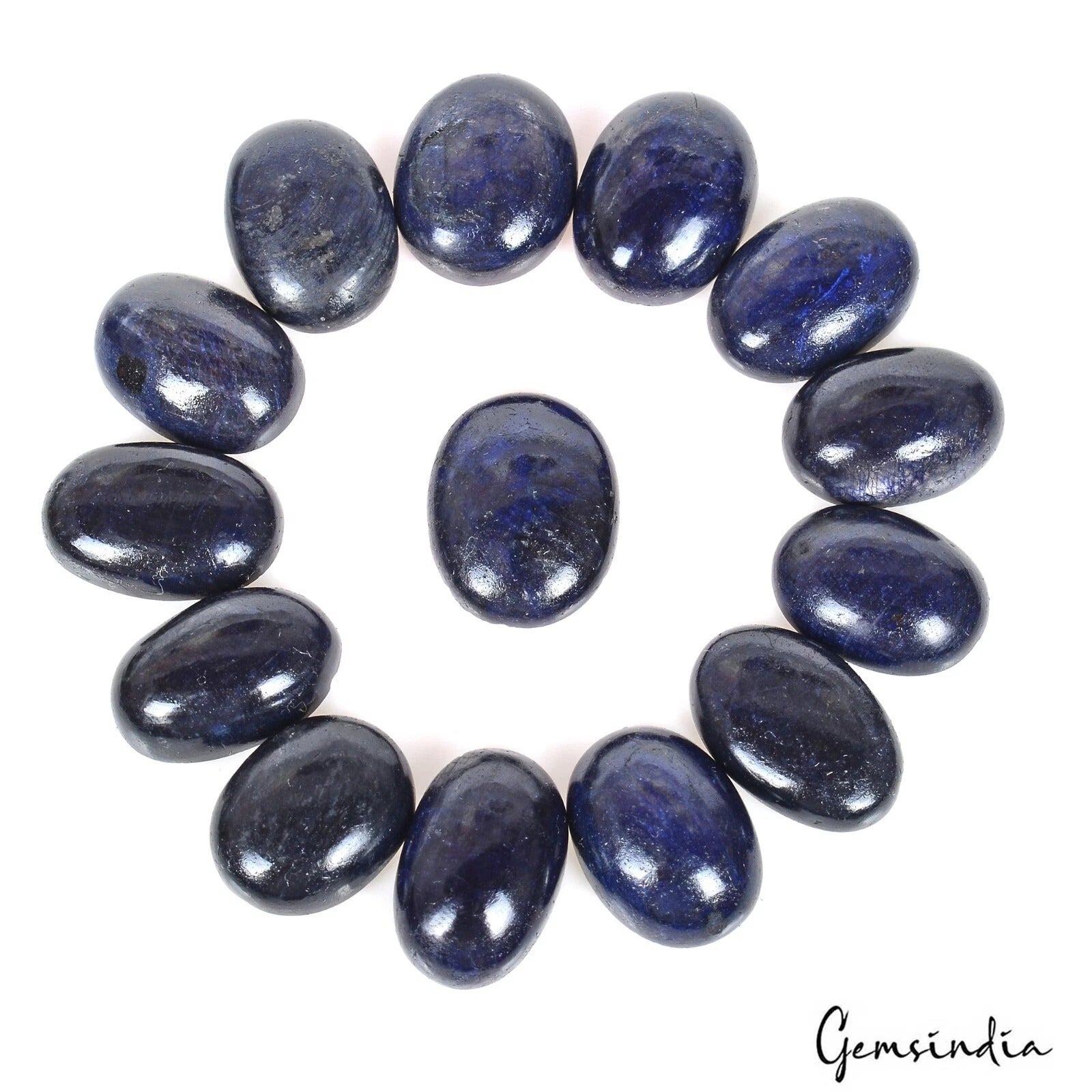 Blue Sapphire Lot, Cabochon, Color Enhanced — 14 Pieces, 16mm to 19mm, 237.30 Ct, Madagascar