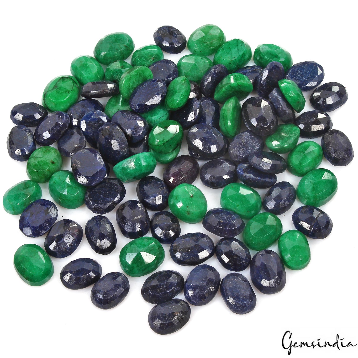 Emerald Lot, Loose Gemstone, Color Enhanced, Green — 84 Pieces, 15mm to 19mm, 1500 Ct, Brazil