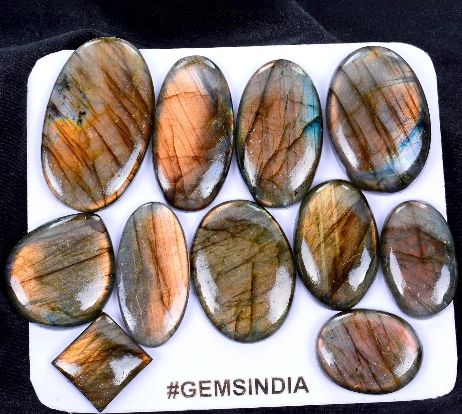 Labradorite Lot, Cabochon, Untreated — 11 Pieces, 18mm to 45mm, 490 Ct