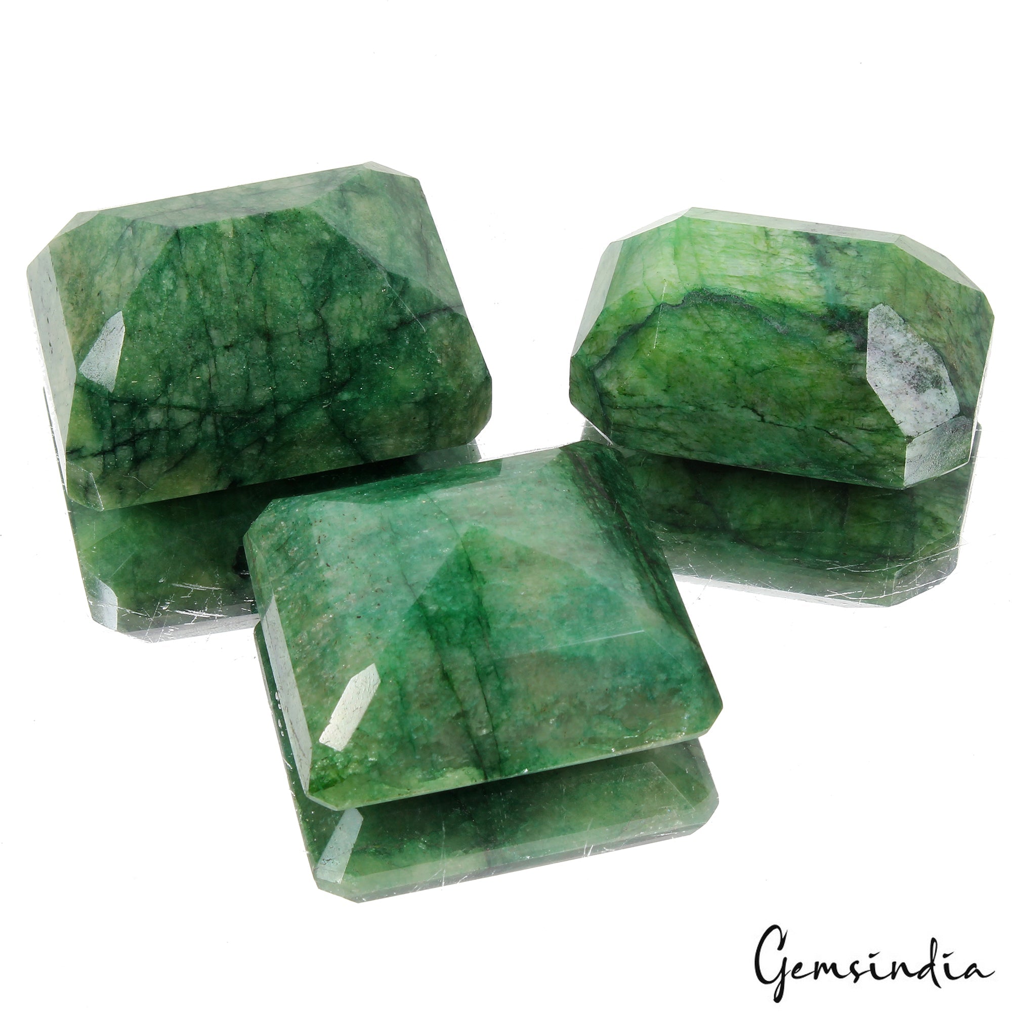 1500 Cts/3 Pcs Natural Brazilian Green Emerald Octagon Cut Wholesale Gems Lot