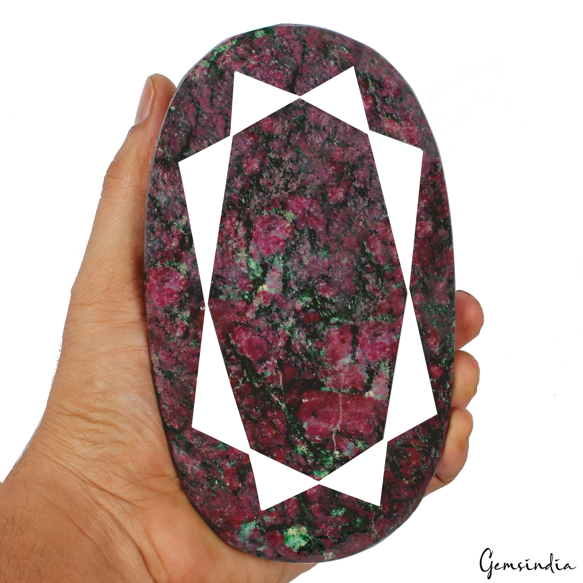 Large 1.4 Kg Natural Huge Green Red Ruby Zoisite Oval Faceted Untreated Gemstone