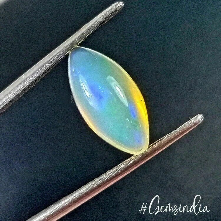 Natural Ethiopian Opal Blue Shine Marquise Cab Loose Gems For Jewelry 1.50 Cts