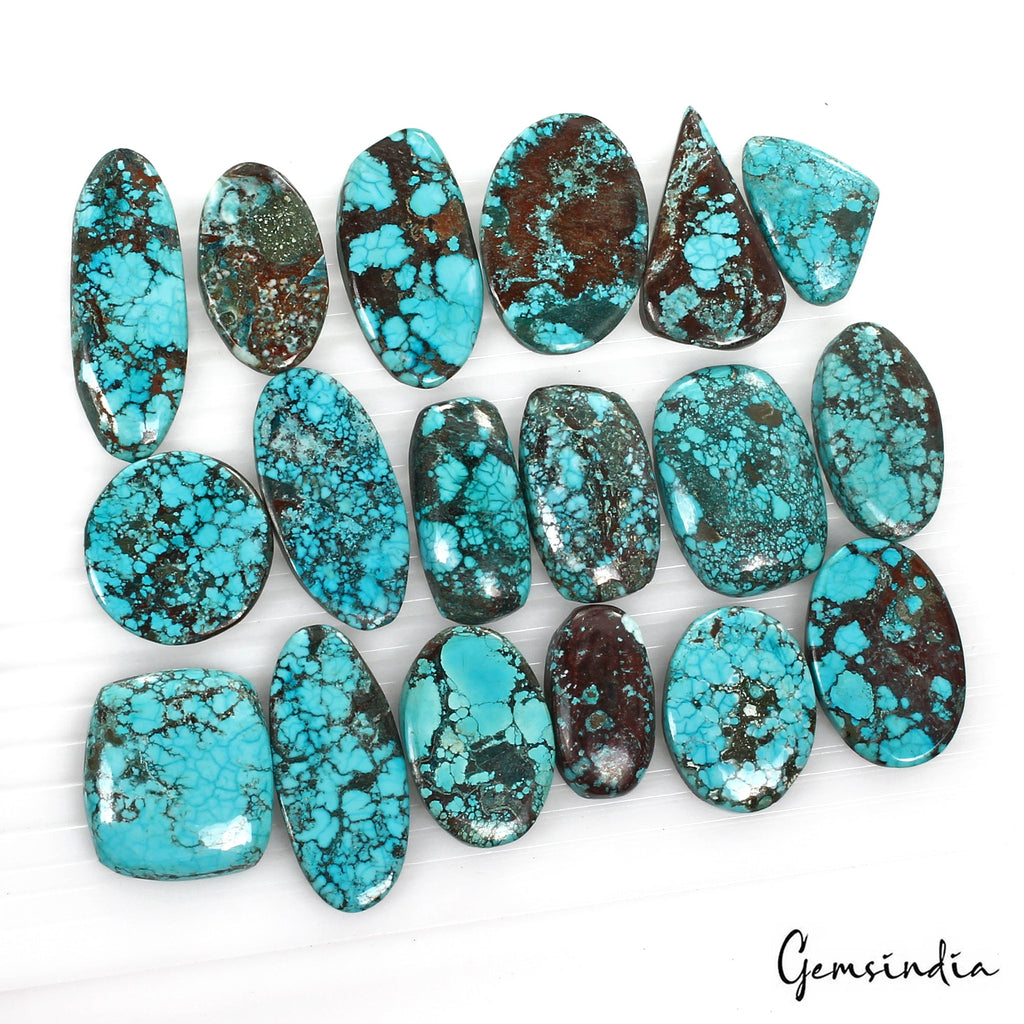 680 Ct/18 Pcs Natural Blue Arizona Spider Web Turquoise Mix Cab Loose Gems Lot