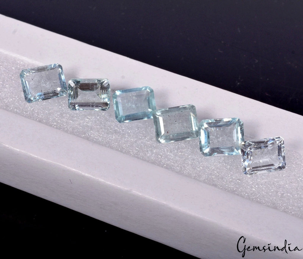 Aquamarine Lot, Loose Gemstone, Untreated — 6 Pieces, 8mm to 9mm, 13.90 Ct, Brazil