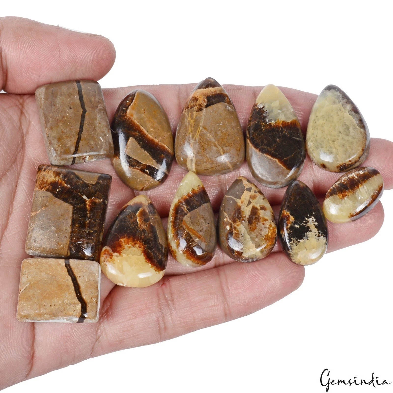 300 Cts/12 Pcs Natural Untreated Bi-color Septarian Mix Cab Loose Wholesale Gems