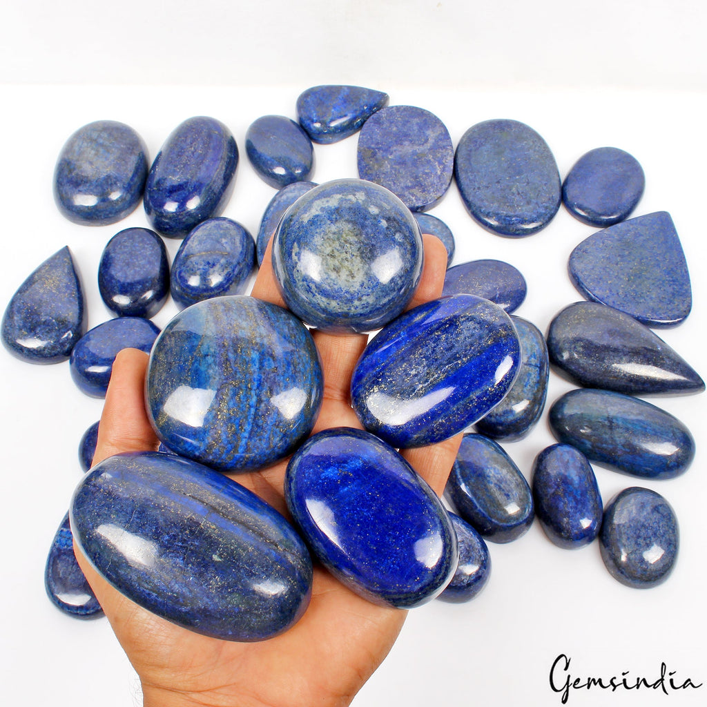 4 Kilo Natural Blue Lapis Lazuli Gold Flecks Mix Cabochon Wholesale Lot ~29 Pcs