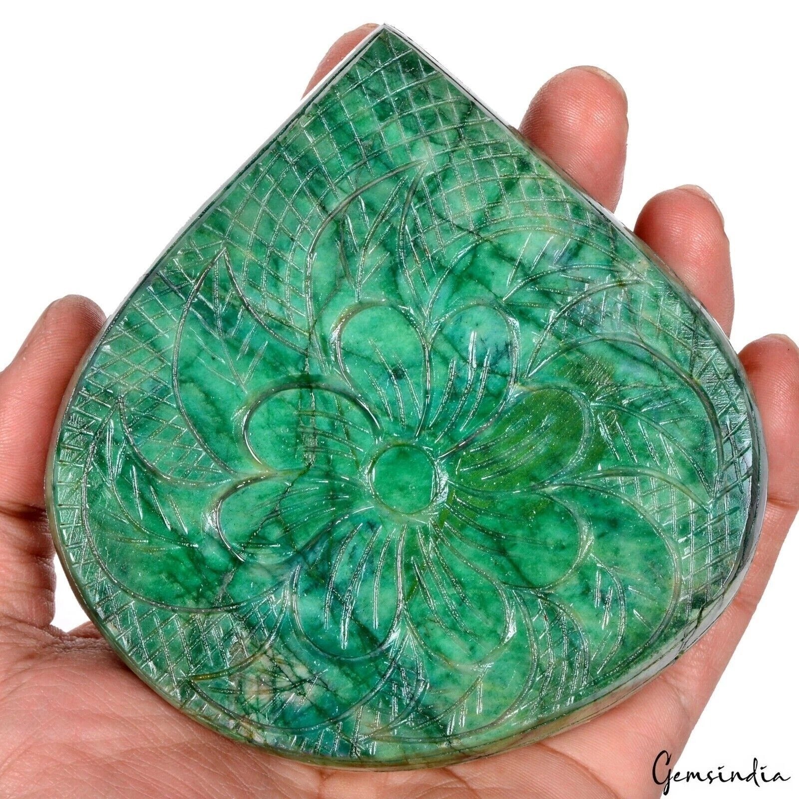 Natural Green Brazilian Emerald With Floral Carving Earth Mine 2650 Ct Loose Gem