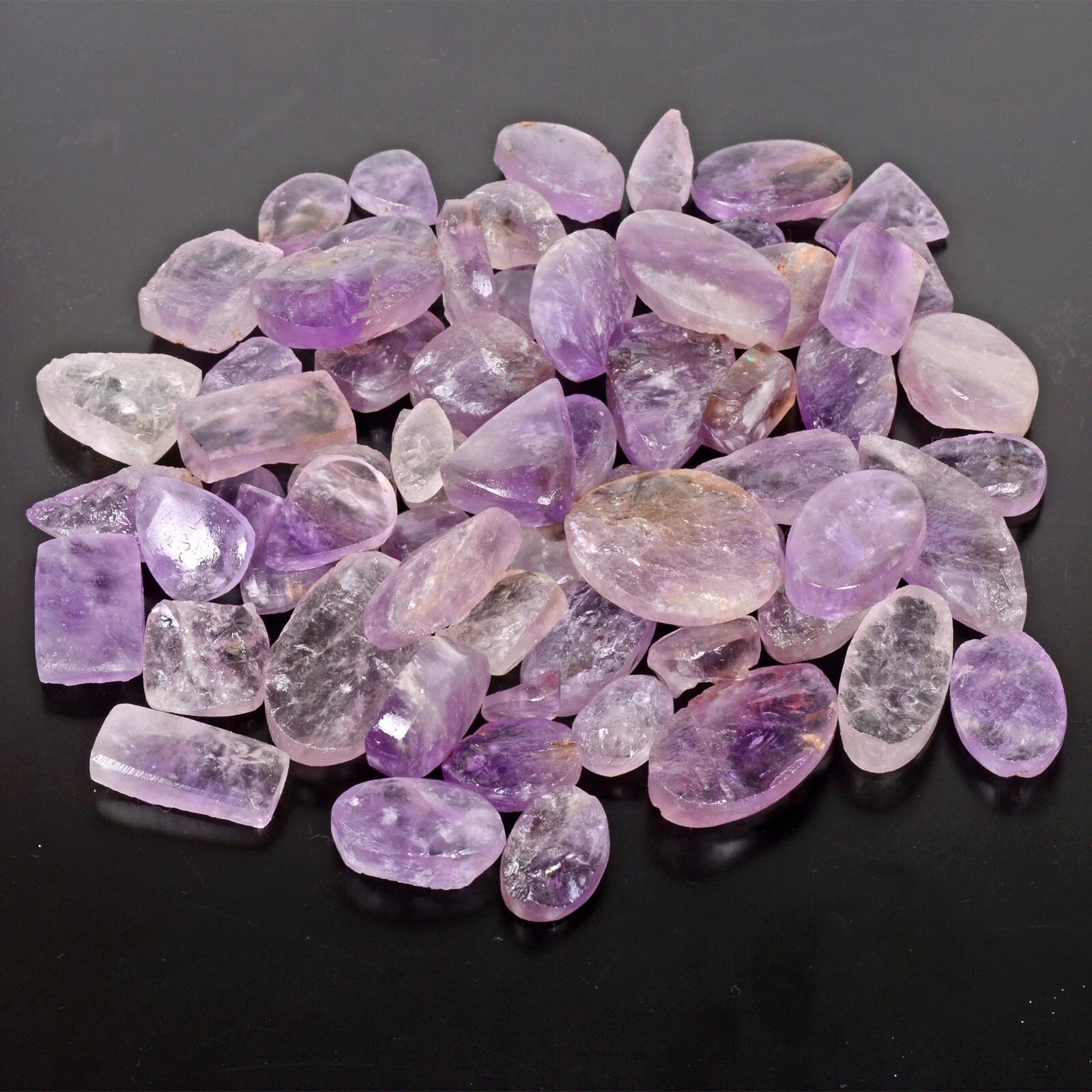 65 Pcs Natural Brazilian Amethyst Raw Face 13-41mm Druzy Loose Gemstones 1500 Ct