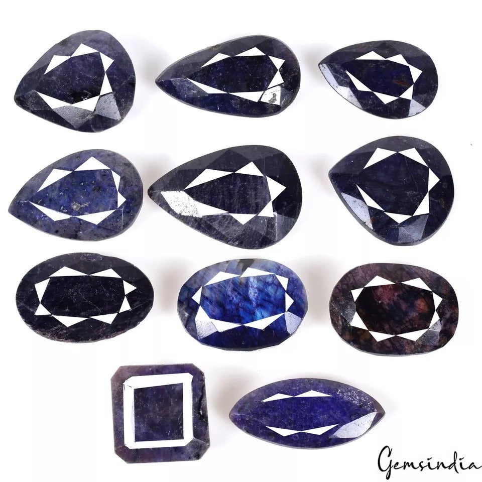 African Blue Sapphire Lot, Loose Gemstone, Color Enhanced — 11 Pieces, 21mm to 35mm, 780 Ct, Africa