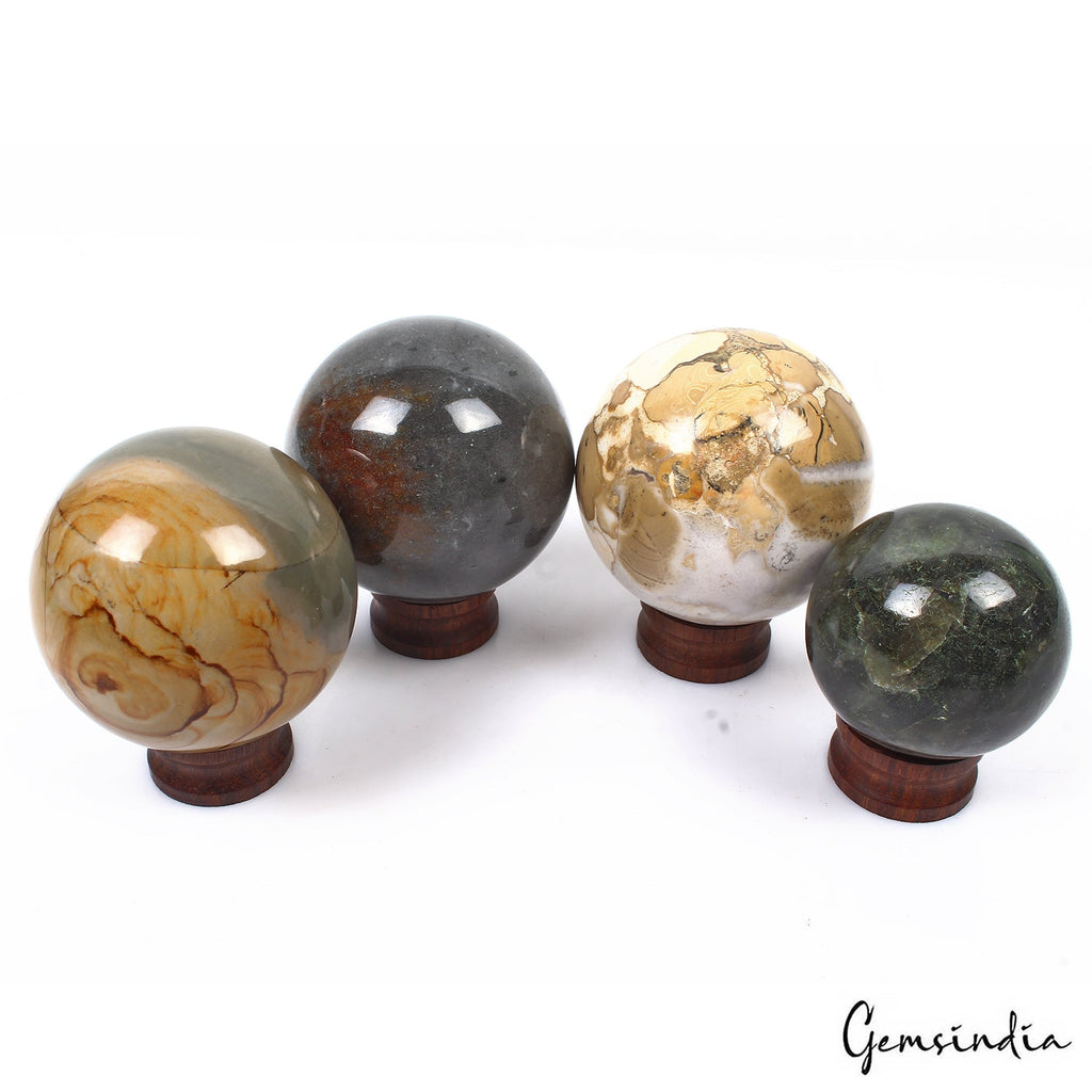 4180 Ct/4 Pcs Natural Untreated Multi Gems Healing Crystal Sphere Wholesale Gems