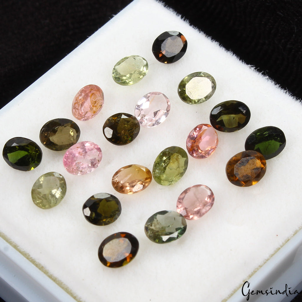 5x4mm Oval Natural Tourmaline Multi color Loose Unheated Gemstones Lot ~ 20 Pcs