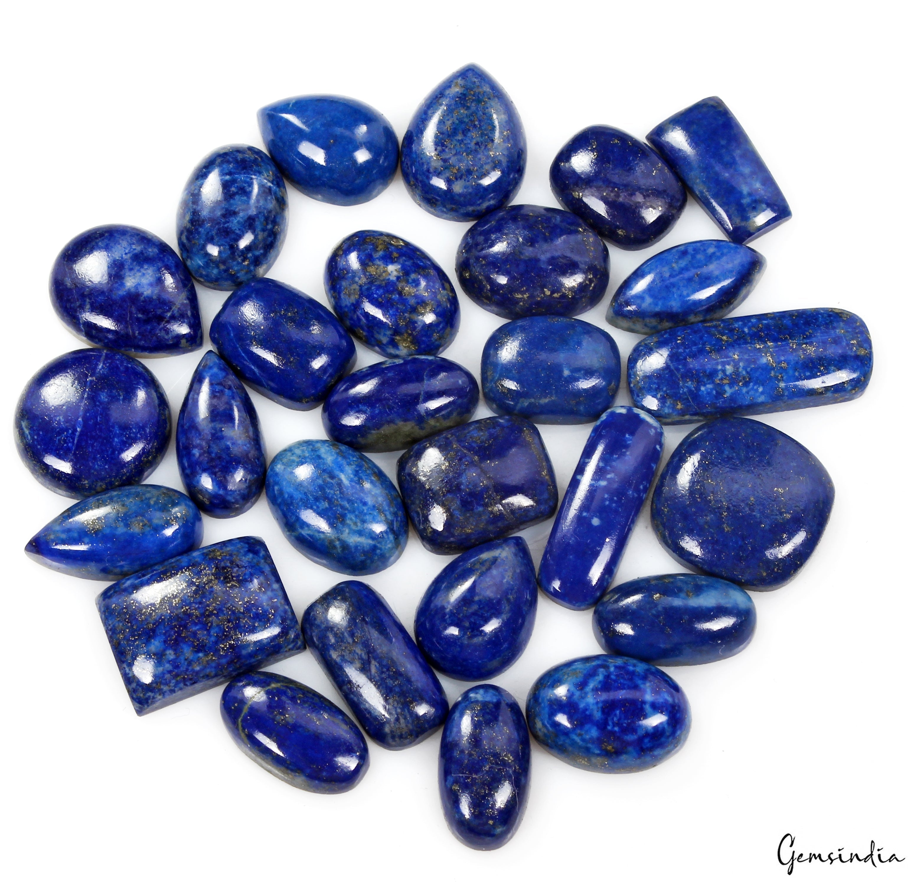 27 Pcs Natural Lapis Lazuli 16mm-27mm Loose Mix Cabochon Gemstones Lot ~350 Ct