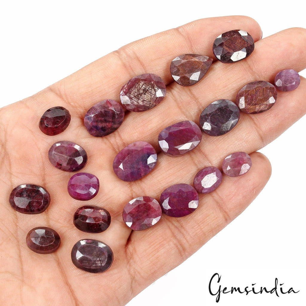Natural Untreated Red Ruby Certified Lot 163.00Ct Mix Cut Loose Gems For Jewelry