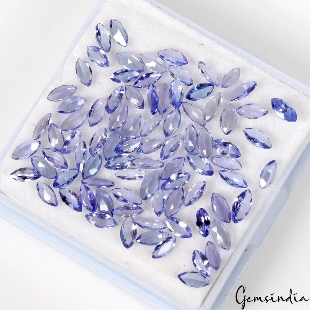 Marquise Natural Unheated Violet Blue Tanzanite 10.40ct 4-5mm 87 Pc Lot Gemstone