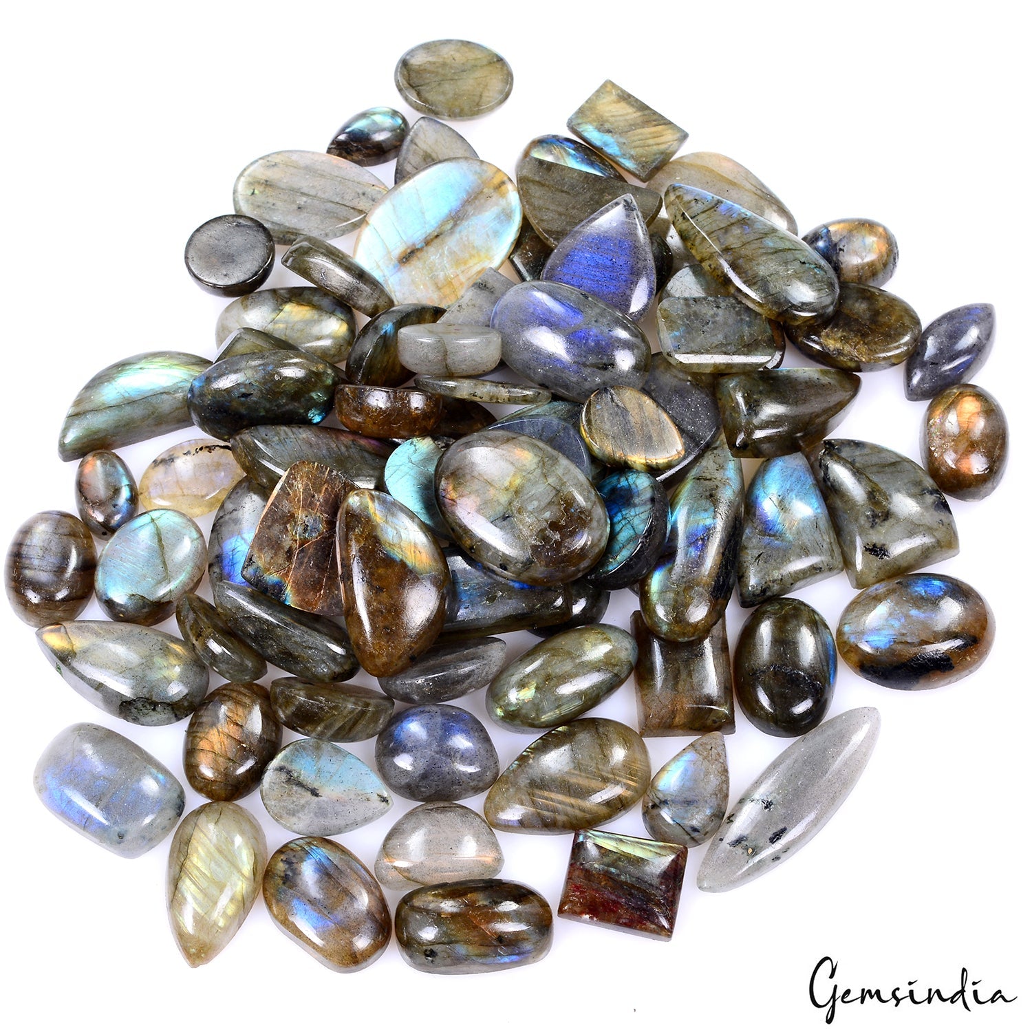 800 Ct Natural Untreated Multi Shine Labradorite Mix Cab Loose Gemstone Lot 77Pc
