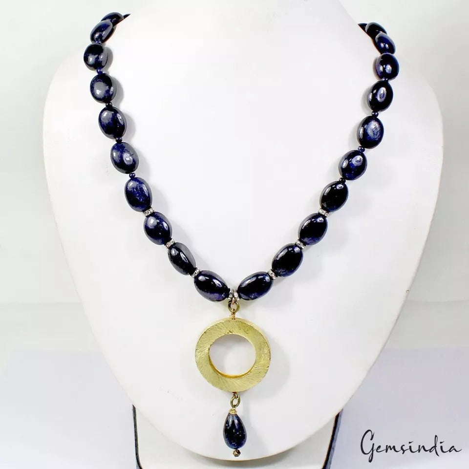 809.50 Ct/30" Natural Sapphire Gemstone Pendant Necklace Jewelry Set for Women