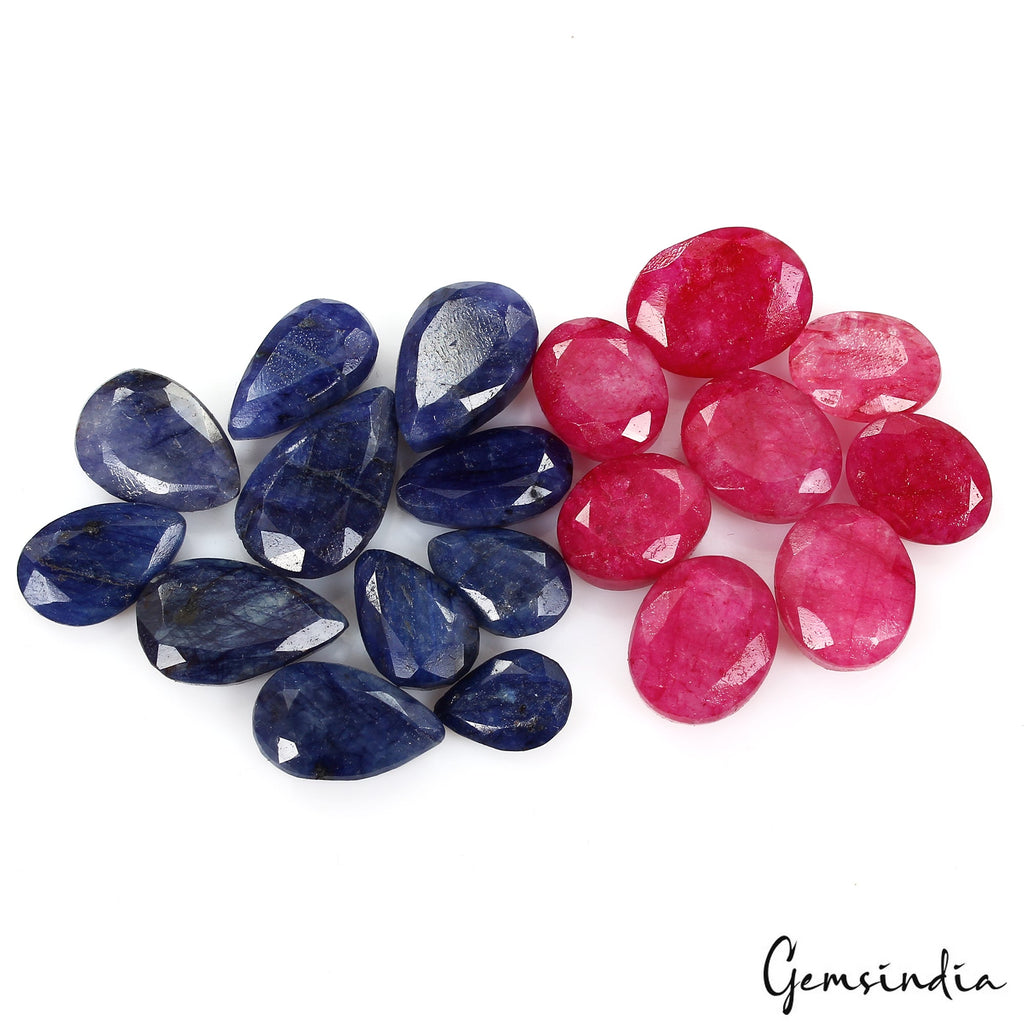 164.70 Ct/19 Pcs Natural Red & Blue Beryl Mix Cut Loose Jewelry Making Gemstone