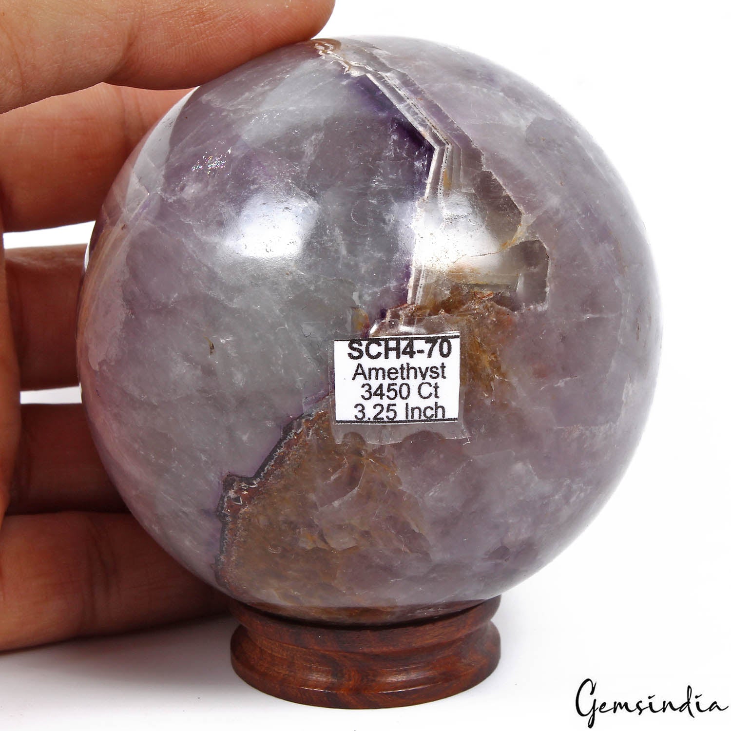 3450Ct Natural Untreated Amethyst Sphere Crystal Healing Mineral Gem Sphere3.25"