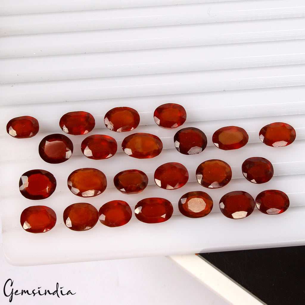 23 Pcs Natural Ceylon Hessonite Garnet Untreated 9mm-11mm Oval Cut Gemstones Lot