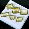6 Pcs Natural Lemon Citrine Quartz 13-21mm Cushion Checker Cut Loose Gemstones