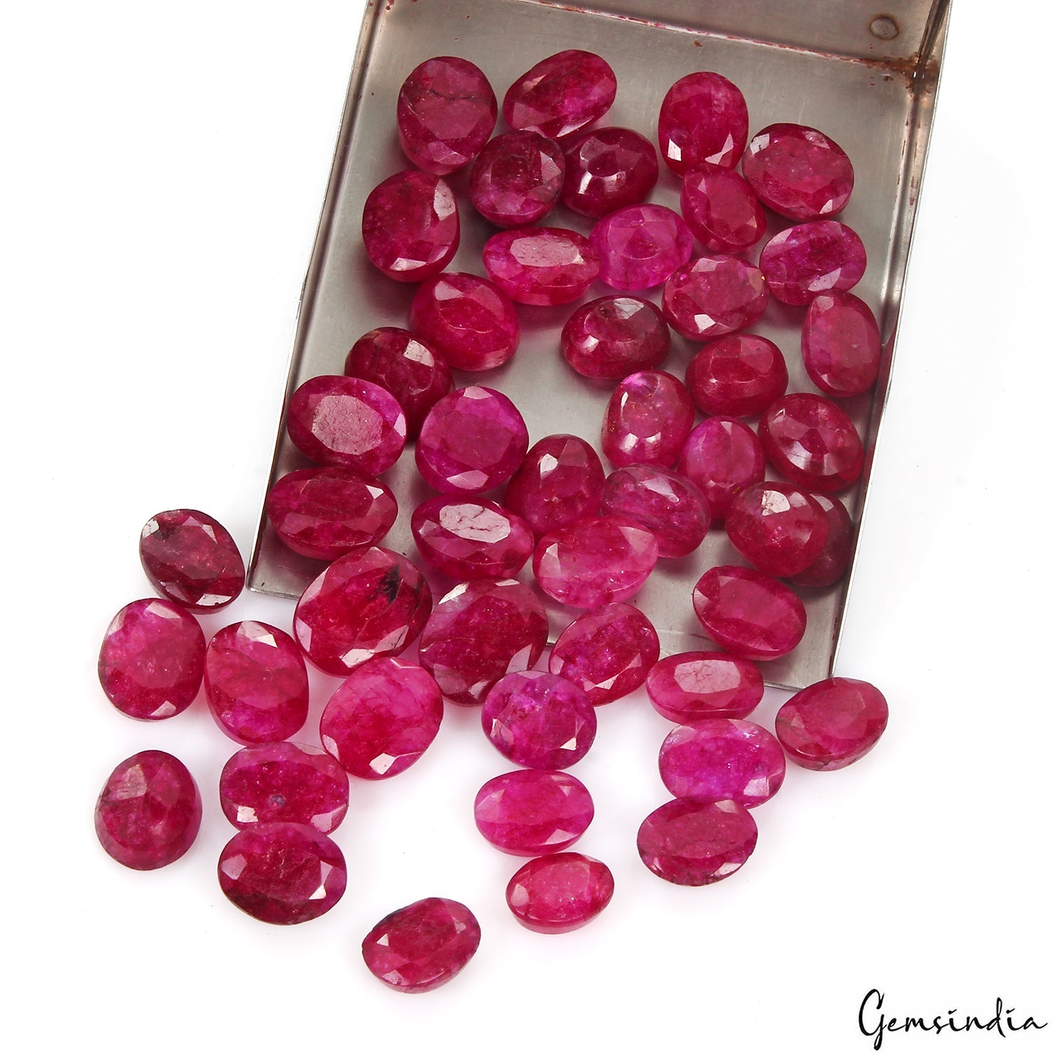 400 Ct Natural Red Pink Beryl Oval Faceted Loose Wholesale Gemstone Lot 48 Pcs