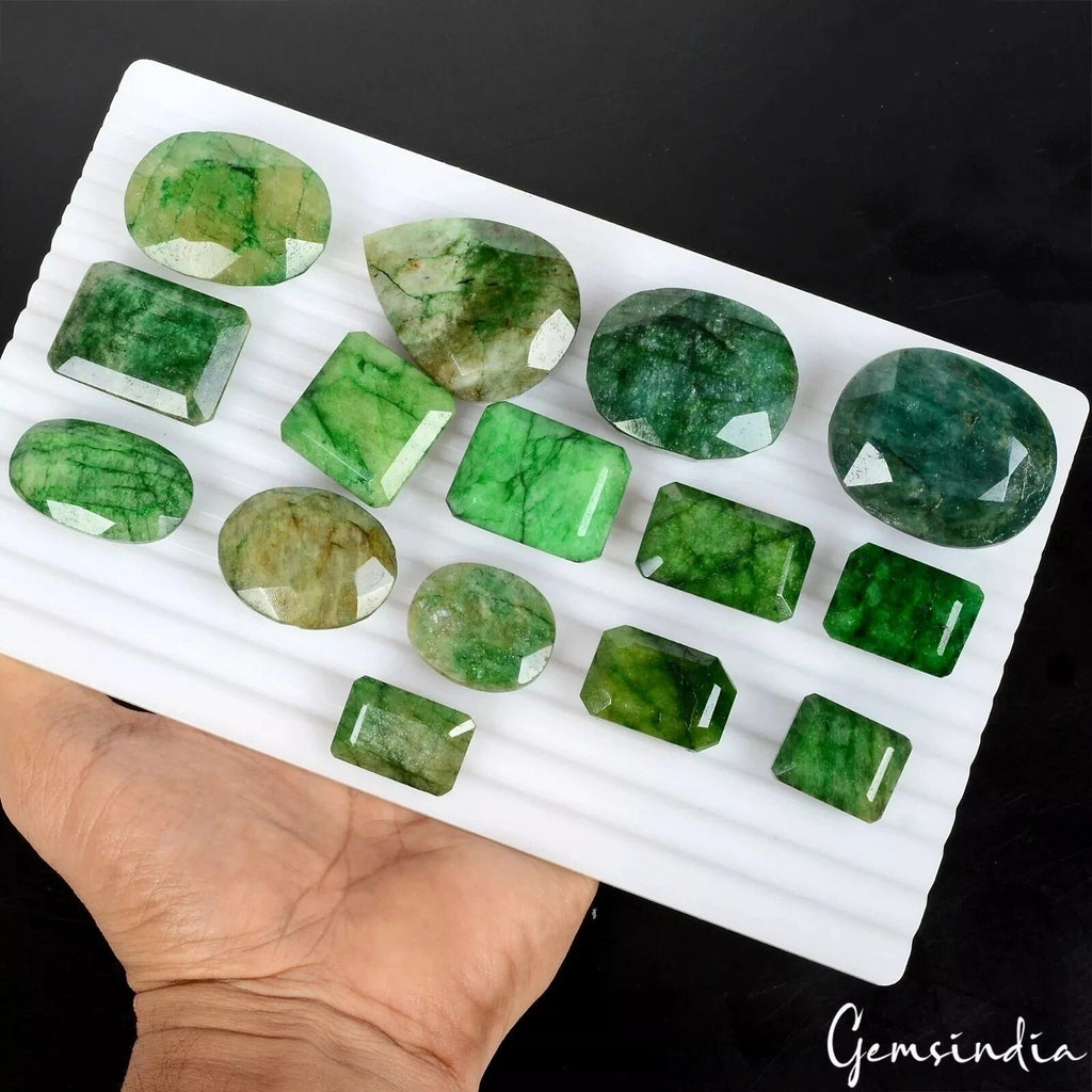 Natural Green Brazilian Mix Faceted Emerald Earth Mined 1570 Ct Loose Gems Lot