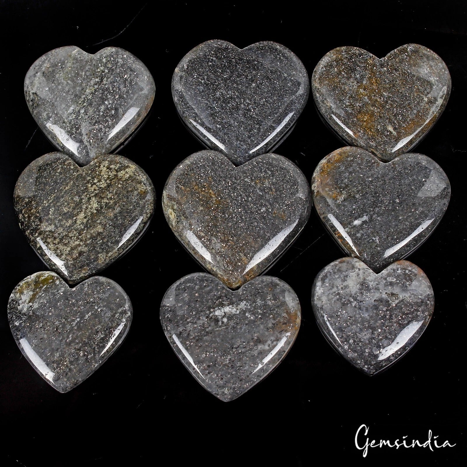 Sunstone Lot, Cabochon, Untreated, Black — 9 Pieces, 30mm to 37mm, 580 Ct