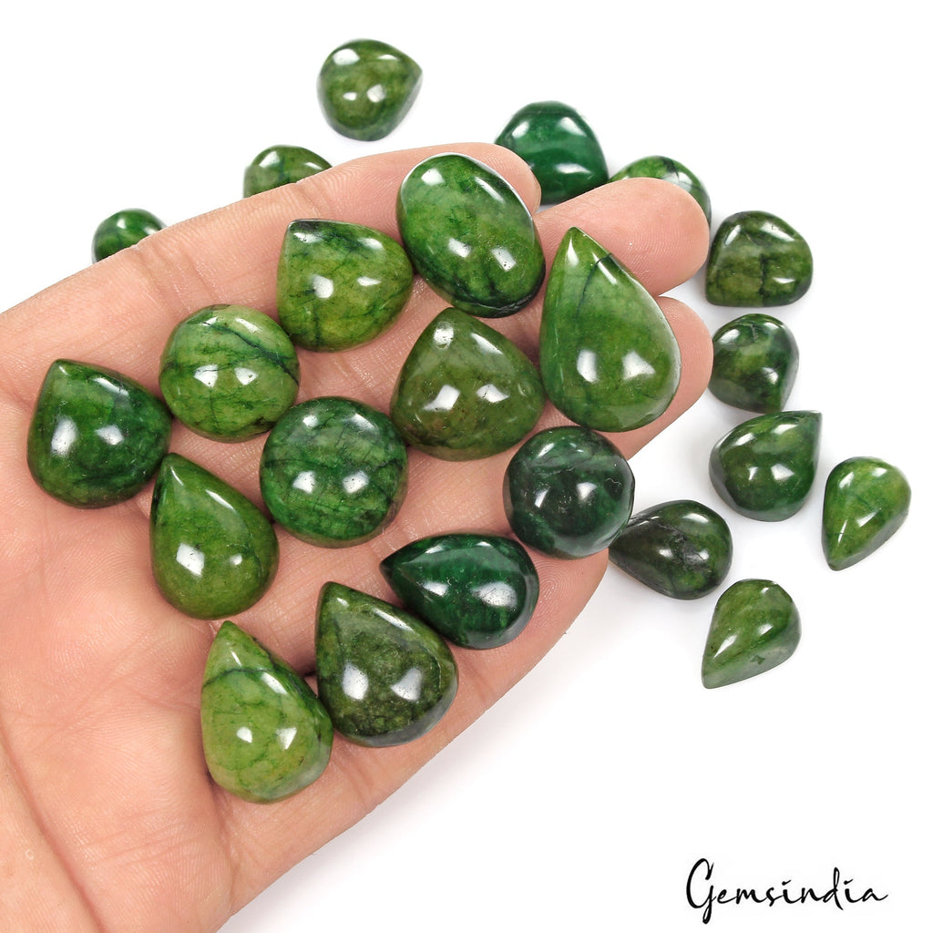 440 Ct Natural Nice Green Brazilian Emerald Mix Cabochon Loose Gems Lot 23 Pcs