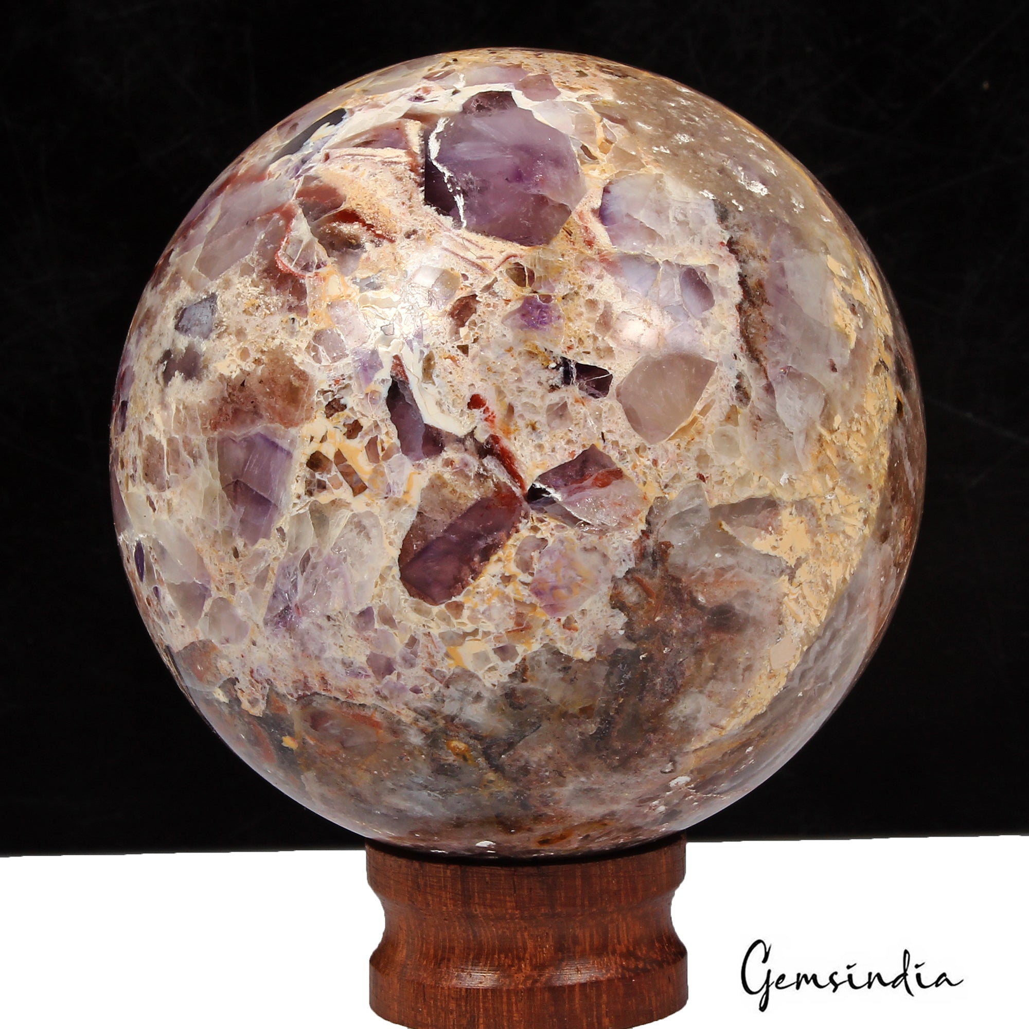 1940 Ct Natural Untreated Purple Amethyst Healing Crystal Gems Sphere With Stand