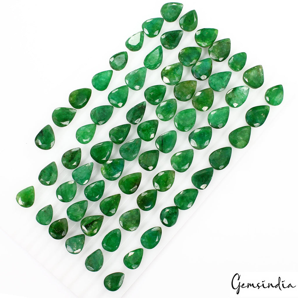 800 Cts Natural Finest Green Emerald Pear Cut Loose Ring Size Gemstones ~68 Pcs