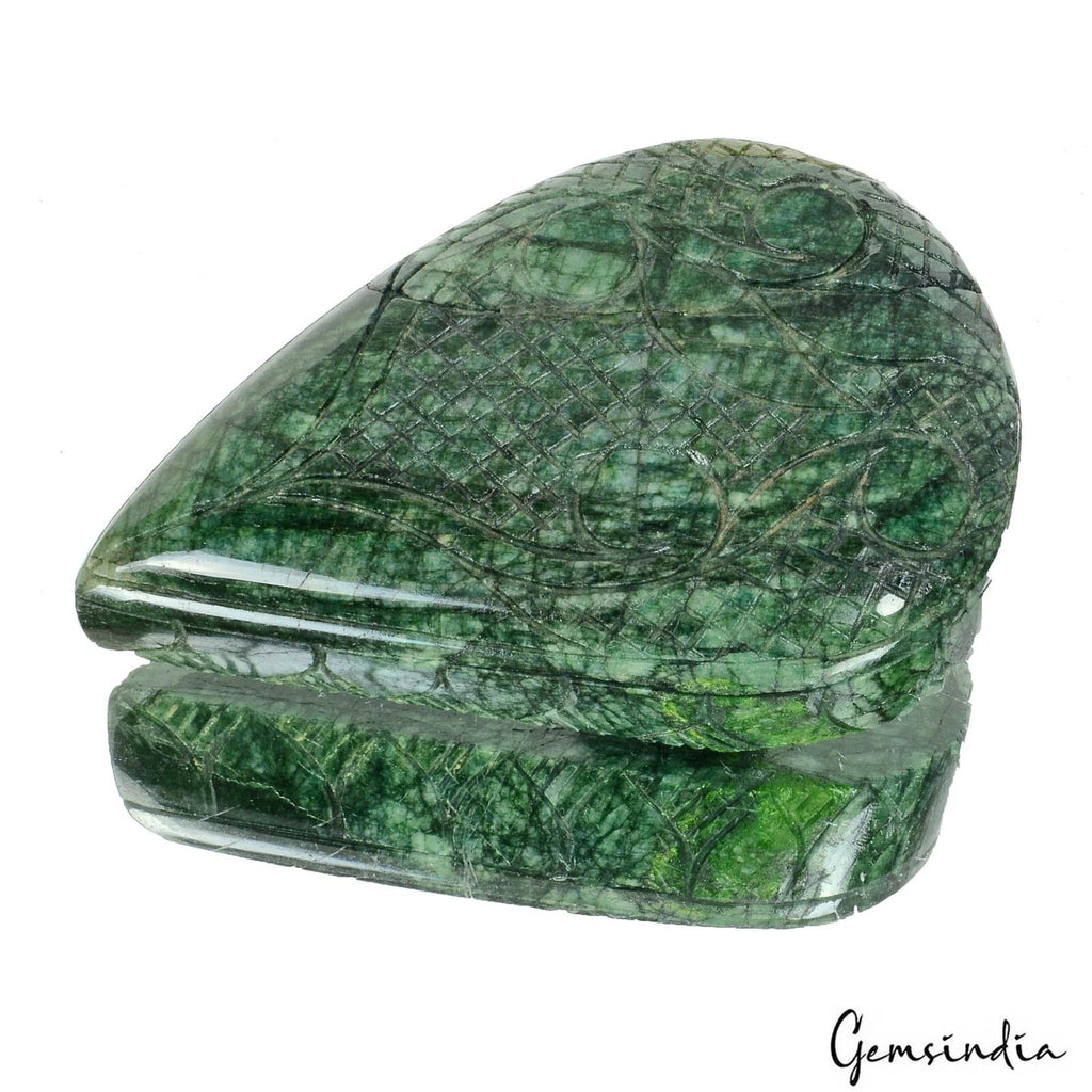 1340Ct Natural Green Emerald Pear Hand Carved Loose Earth mined Gemstone, Brazil