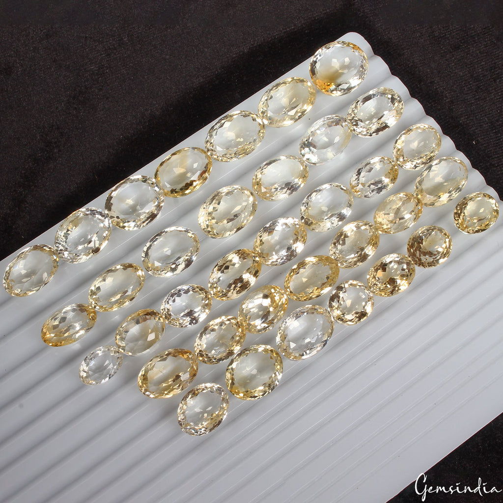 36 Pcs Natural Citrine !4-20mm Unheated Oval Cut Loose Gemstones 585 Cts, Brazil