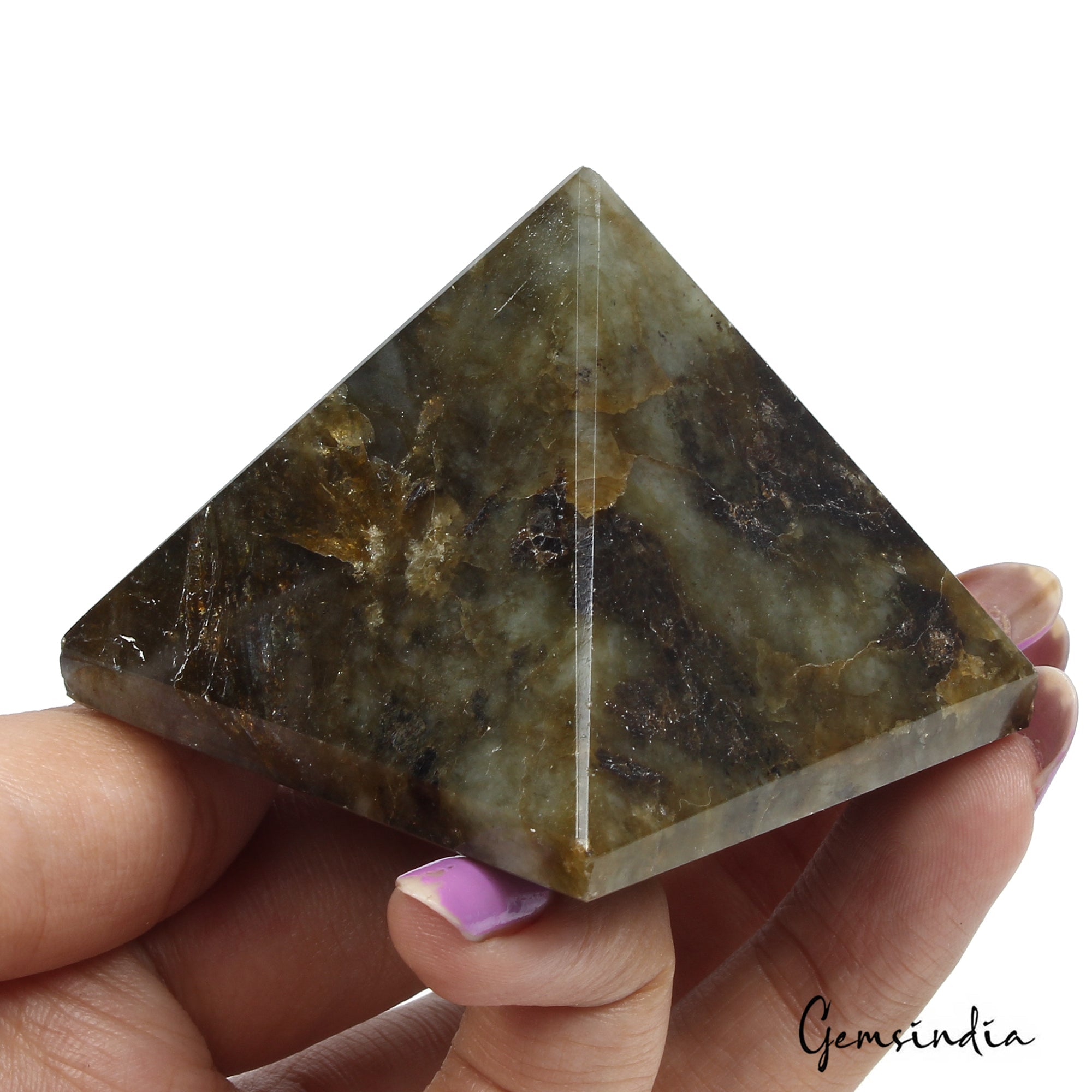 590 Ct Natural Untreated Labradorite Pyramid Positive Energy Healing Crystal Gem