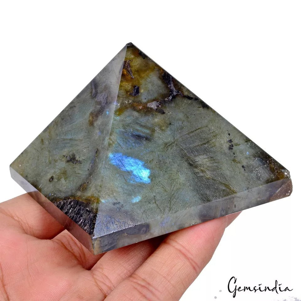 1585 Cts Natural Untreated Blue Shine Labradorite Crystal Pyramid Point Healing
