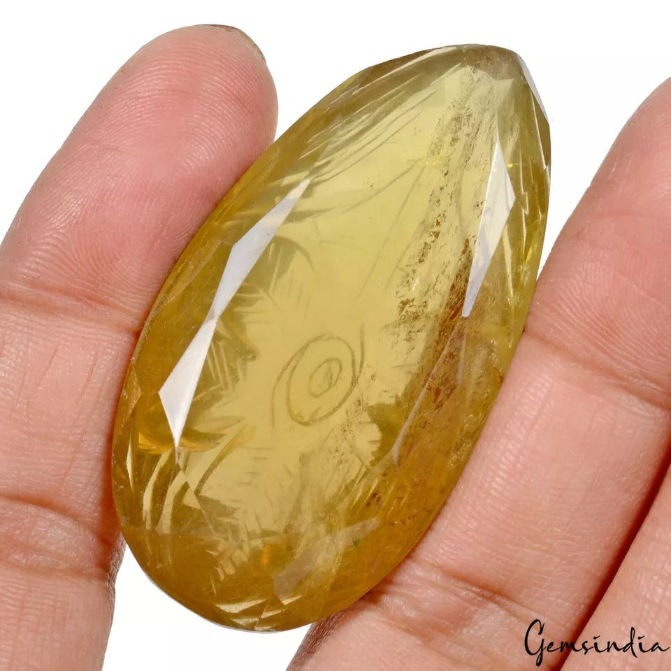 Citrine Loose Gemstone, Untreated, Yellow — 53x24x21 mm, 181.40 Ct, Brazil