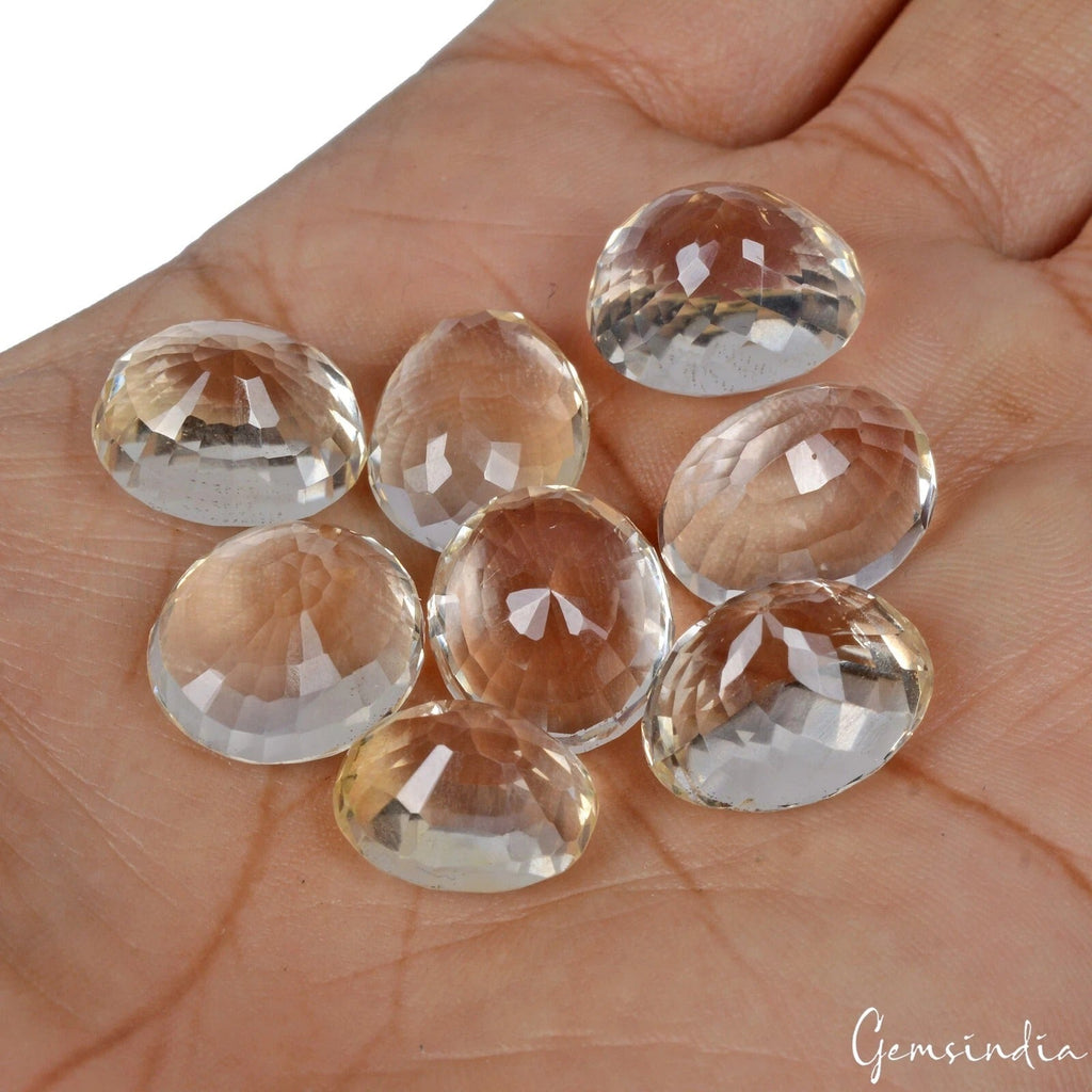 100 Cts/8 Pcs Natural Untreated Lemon Quartz Citrine Oval Loose Gems For Jewelry