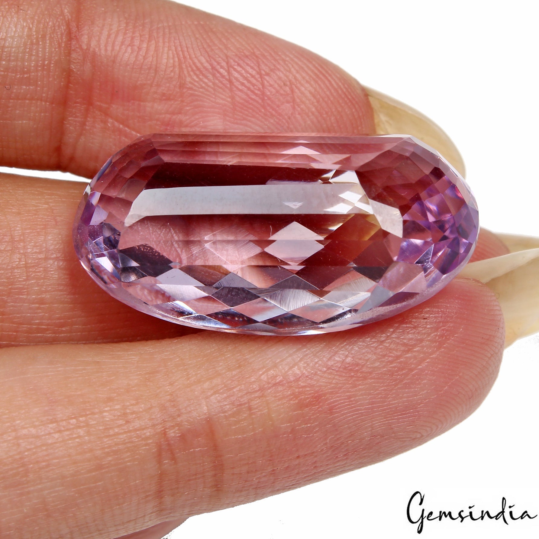 AAA Huge Purple Amethyst 37.90 Ct Oval Checker Cut Gemstone For Rings & Pendants