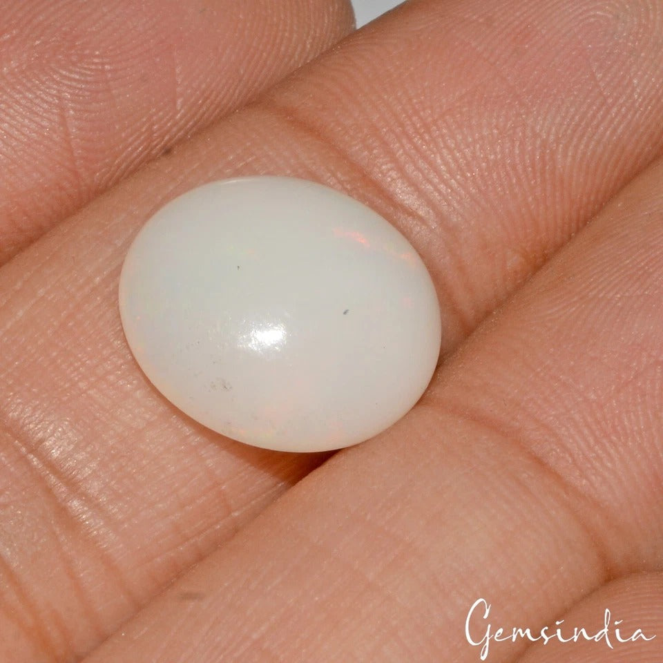 Certified 4.80Ct Natural Untreated White Fire Australian Opal Oval Cab Loose Gem