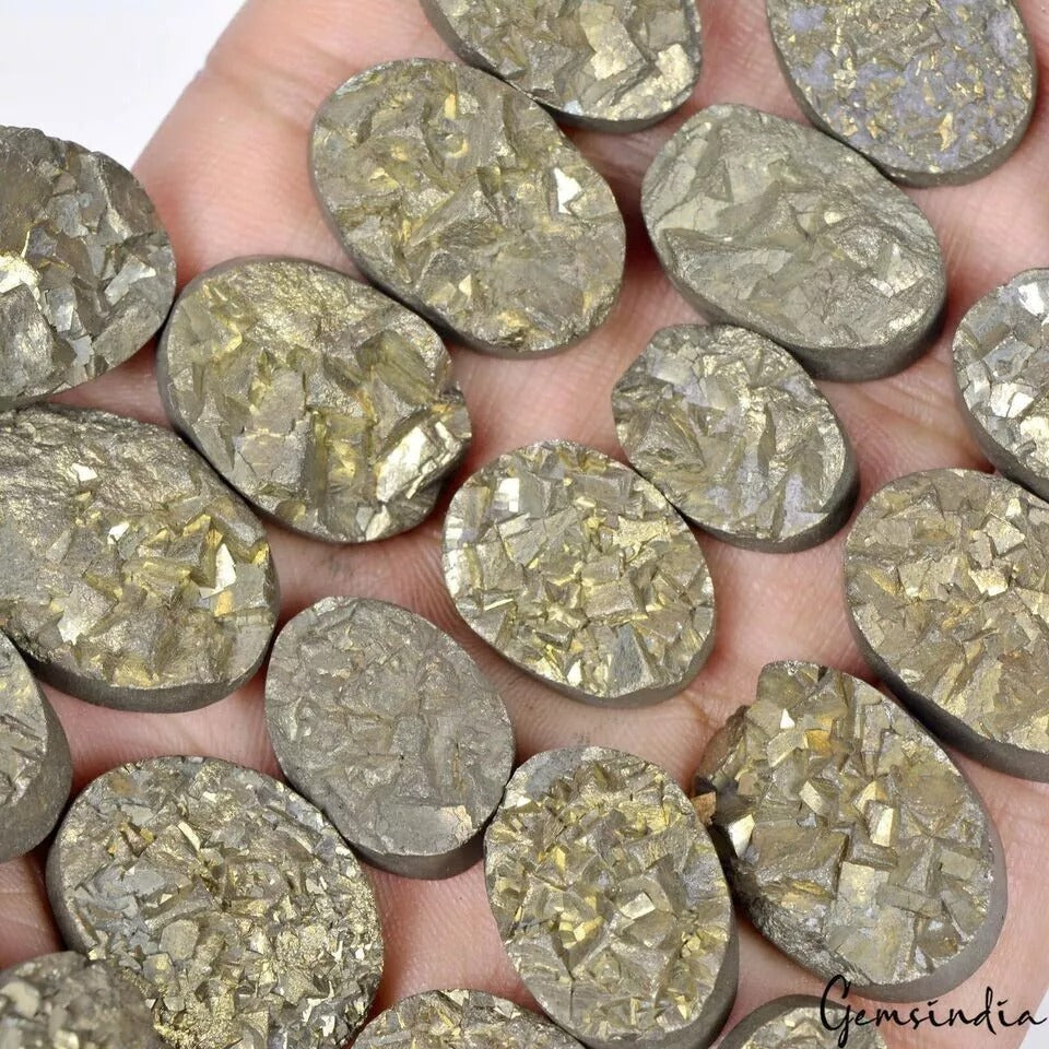 Pyrite Lot, Loose Gemstone, Untreated, Gold — 29 Pieces, 17mm to 26mm, 1000 Ct