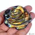430 Cts Natural Untreated Peach Shine Labradorite Rose Flower Hand Carved Stone