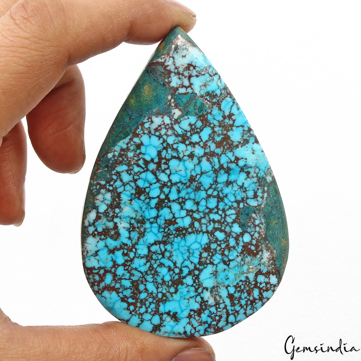 270 Ct Natural Blue Spiderweb USA Arizona Turquoise Pear Cab Loose Huge Gemstone