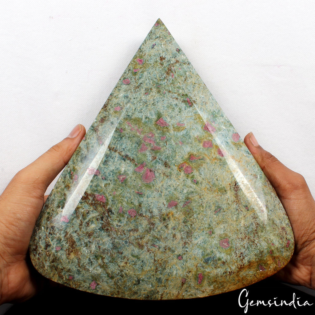 Large 6.2 kilo Natural Huge Green Blue Ruby Fuchsite Pear Cut Untreated Gemstone